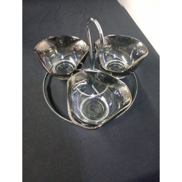 Dorothy Thorpe  Style 3 Compartment Compote Dishes With Caddy - Picture 3 of 9